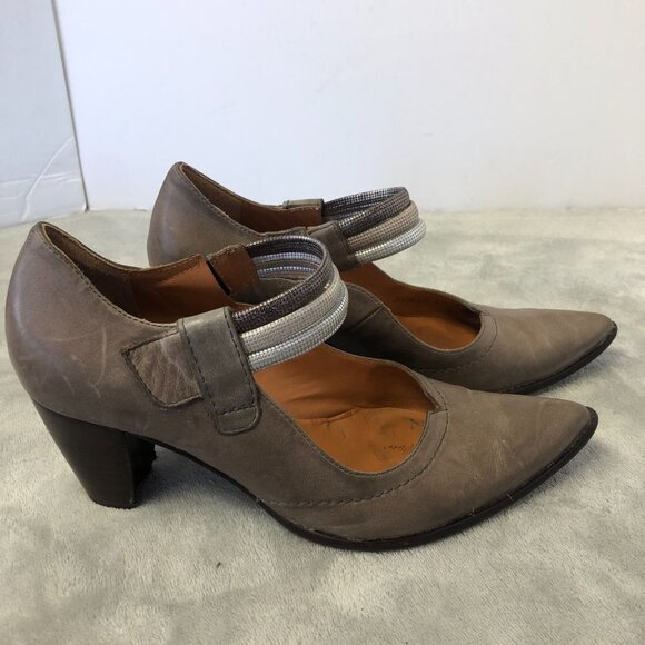 France Mode Block Heel Ankle Strap Leather Shoes Size 37 (6.5 US) - Picture 2 of 16